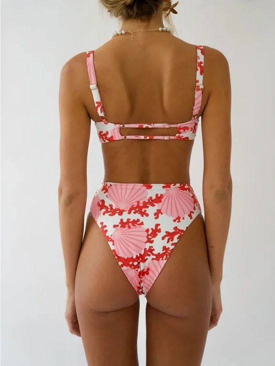 Studio swim COVE MAJORCA BOTTOM  Women’s Pink Shell Print Bikini XL. Highwais - Picture 2 of 8